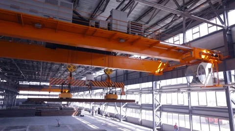Close up of a factory overhead crane Stock Footage 68454420