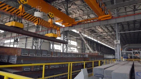 Close up of a factory overhead crane Stock Footage 68524180