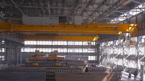 Close up of a factory overhead crane Stock Footage 73289287