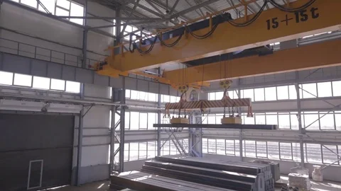Close up of a factory overhead crane Video stock 80325547