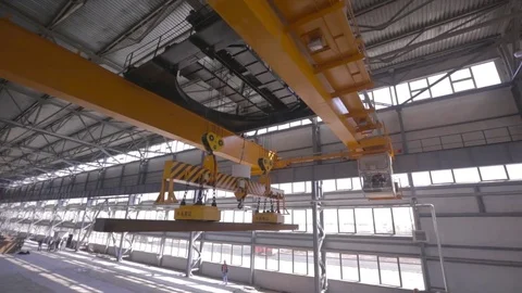 Close up of a factory overhead crane Video stock 80325735