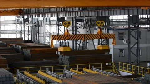 Close up of a factory overhead crane Stock Footage 84196677