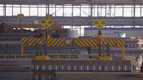 Close up of a factory overhead crane Stock Footage 84885124