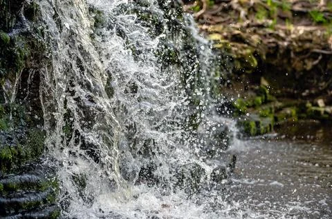 Close-up of falling and splashing streams of water, Ivande waterfall, Latvia Stock Photos