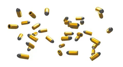 Close up falling bullets pistol Stock Illustration