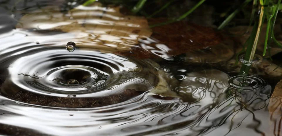 Close-up of a falling rain drop Stock Photos