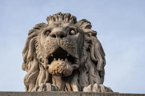 Close-up of famous stone monument in the form of a lion Stock Photos