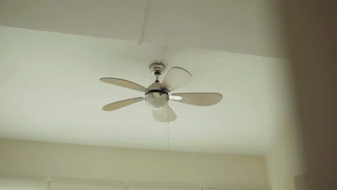 Close up fan on the ceiling electrical condition generator energy decorating Video stock 138700674