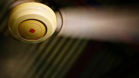 Close up fan on the ceiling electrical condition in roadside cafe Stock Footage 221873141