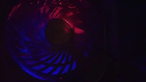 Close-up of a fan on a panel in futuristic tones for a background Stock Footage 346609561