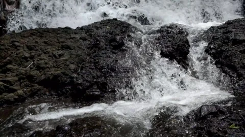 Close up of fast flowing waterfall in the mountains Stock-Footage 297632899