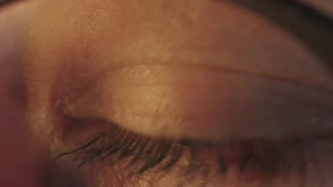 Close up fast moving eyes scrolling feed looking at smartphone screen Stock Footage 261185054