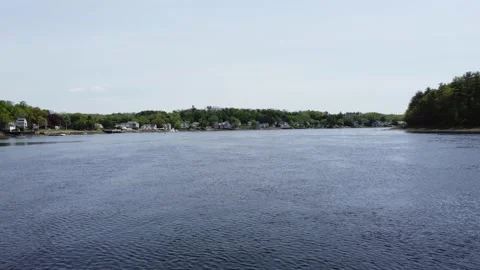 Close fast river shot with land on the horizon Stock Footage 156003023