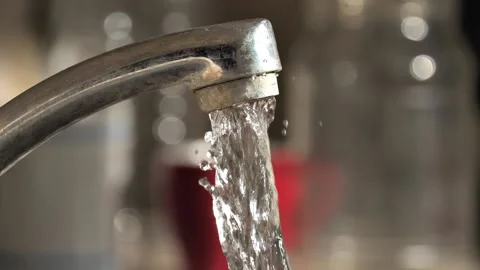 Close-up of a faucet dirty from lime in the kitchen Stock-Footage 219633435