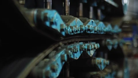 Close up feeder unit of automatic cable measuring cutting stripping crimping Stock Footage 100038322