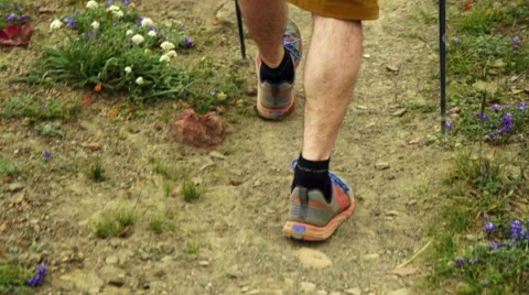Close up of feet hiking Stock Footage 59573622