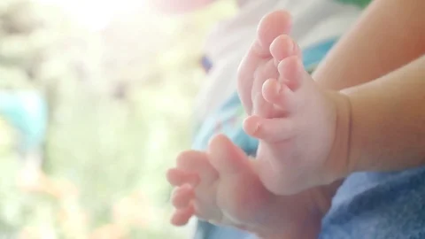 Baby Feet Wiggle Stock Video Footage  Royalty Free Baby Feet 