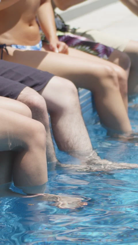 Close up feet in the pool Stock Footage 161923415