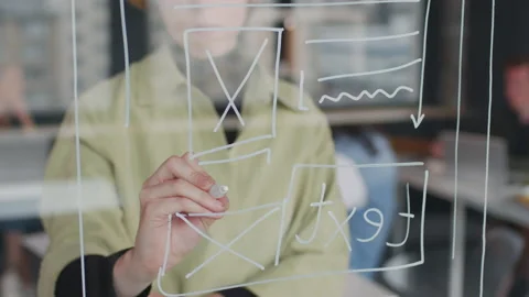 Close Up of Female App Developer Brainstorming Stock-Footage 144978555