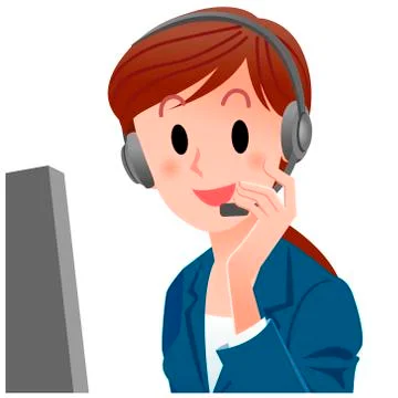 Close-up female customer service representative touching the headset Stock Illustration
