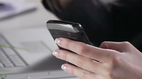 Close-Up Of Female Hand Multi-Tasking Stock Footage 34174246