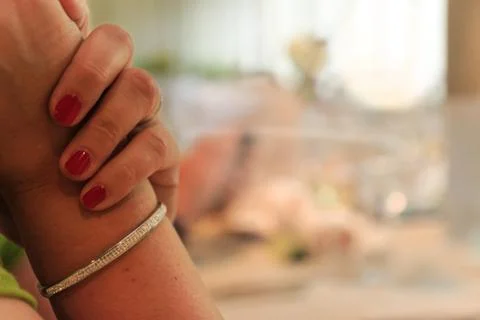 Close up on female hand Stock Photos