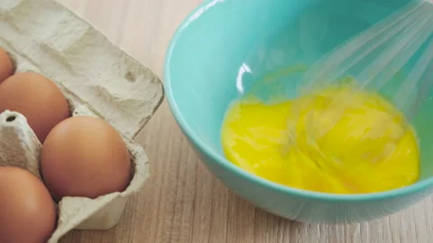 Close-up of female hands beating eggs. Stock Footage 132086599