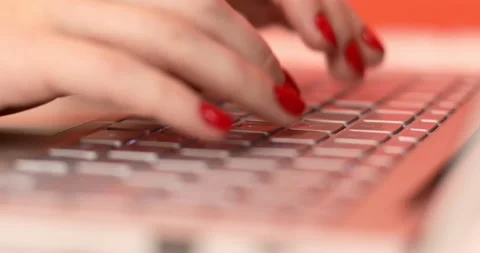 Close-up of a female hands busy working on laptop or computer keyboard Video stock 158704021
