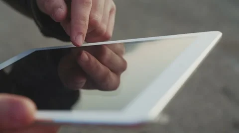 Close-up of female hands touching digital tablet with business diagram Vídeo Stock 46938742
