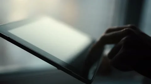 Close-up of female hands touching digital tablet with business diagram Stock Footage 60630748