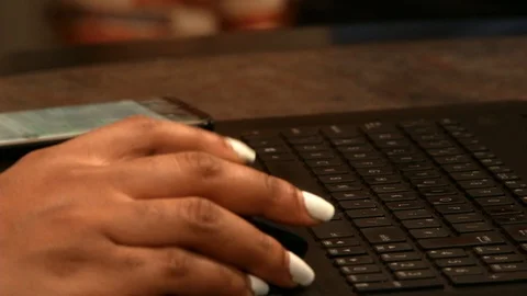 Close up of Female hands typing on a keyboard Video stock 112830302