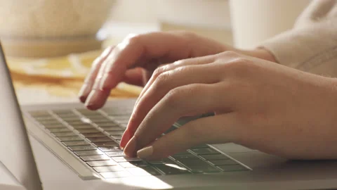 Close Up Female Hands Typing on Keyboard 24fps Stock Footage 172003249