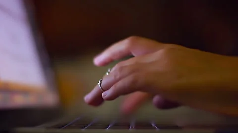 Close-up of a female hands typing text on a laptop on the train Stock Footage 68821272