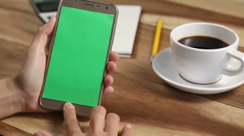 Close-up of female hands using a smart phone. chroma-key, green-screen Stock Footage 62362008