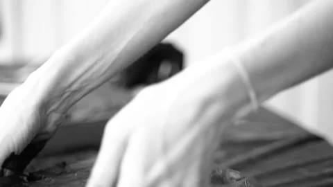 Close-up of female hands working with clay. Potter in the process of sculpting Stock Footage 157284039