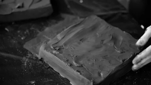 Close-up of female hands working with clay. Potter in the process of sculpting Stock Footage 159280725