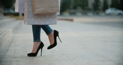 close-up of female legs in high heels Stock Video Pond5