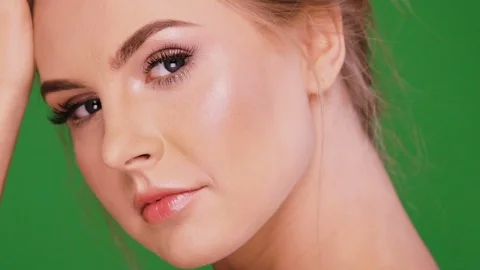 Close-up of female with light make-up and beautiful smile Stock Footage 109793096