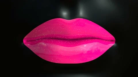 Close-up female lips glows with shining glitter 3D 4K animation Stock Footage 219330715