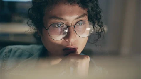 Close-up of a female programmer wearing glasses. Stock Footage 319000771