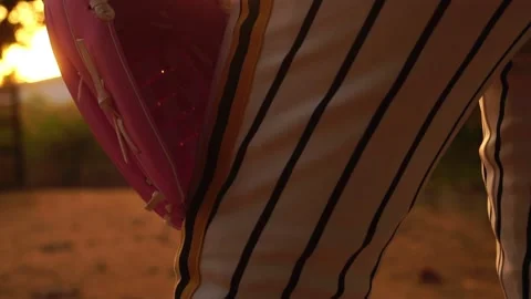 Close-up female softball player with sunset Vídeo Stock 143843929