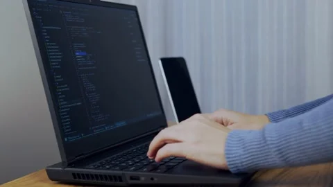Close-up of the Female Software Developer Debugger Process. A System Programmer  Stock Footage 144884906