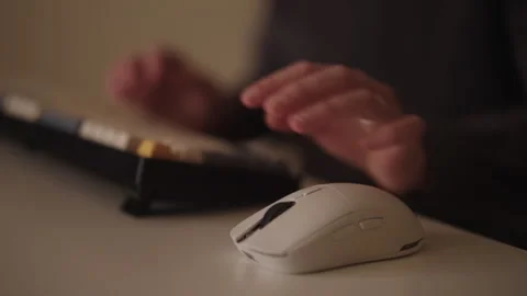 Close-up of female student hands using wireless mouse and then typing on Stock Footage 323201673