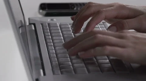 Close-Up Of Female Typing On The Laptop Stock Footage 34174355