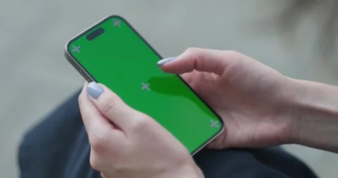 Close Up of a Female Using Smartphone with Green Screen Mock Up Display at Stock-Footage 248863822