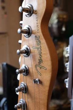Close-up of a Fender peghead Stock Photos