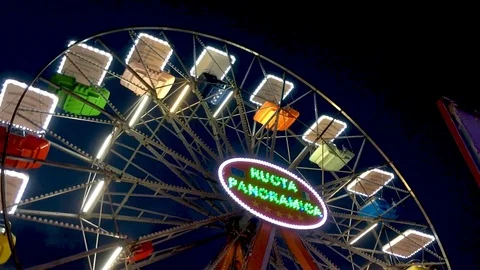 Close Up Of A Ferris Wheel  At Night During A Fair Stock Footage 102667558