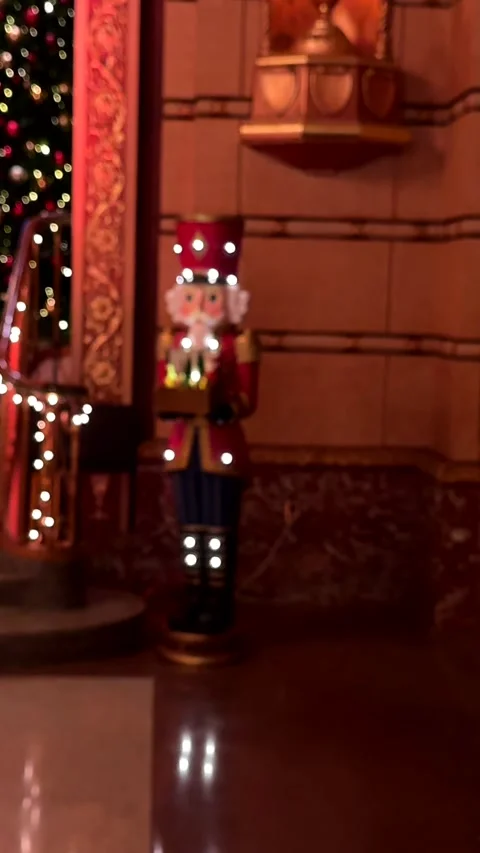 Close up festive nutcracker at Paramount Theatre Cedar Rapids 19 Nov 2025 Stock Footage 321958556