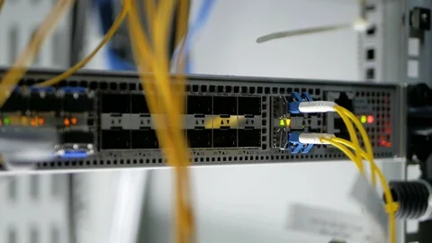 Close up fiber optic in server room. Stock Footage 126948149