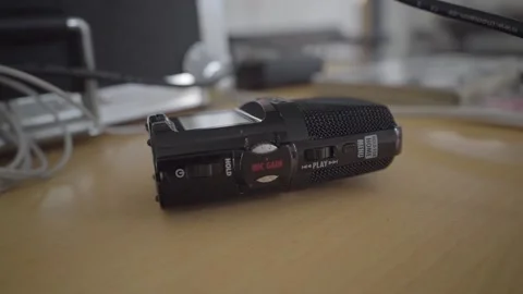 Close up of Field Recording Device on Desk Stock Footage 203918165